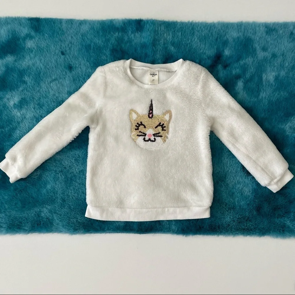 OshKosh B’gosh Toddler Girl Sequin Fuzzy Sweater Size 2T